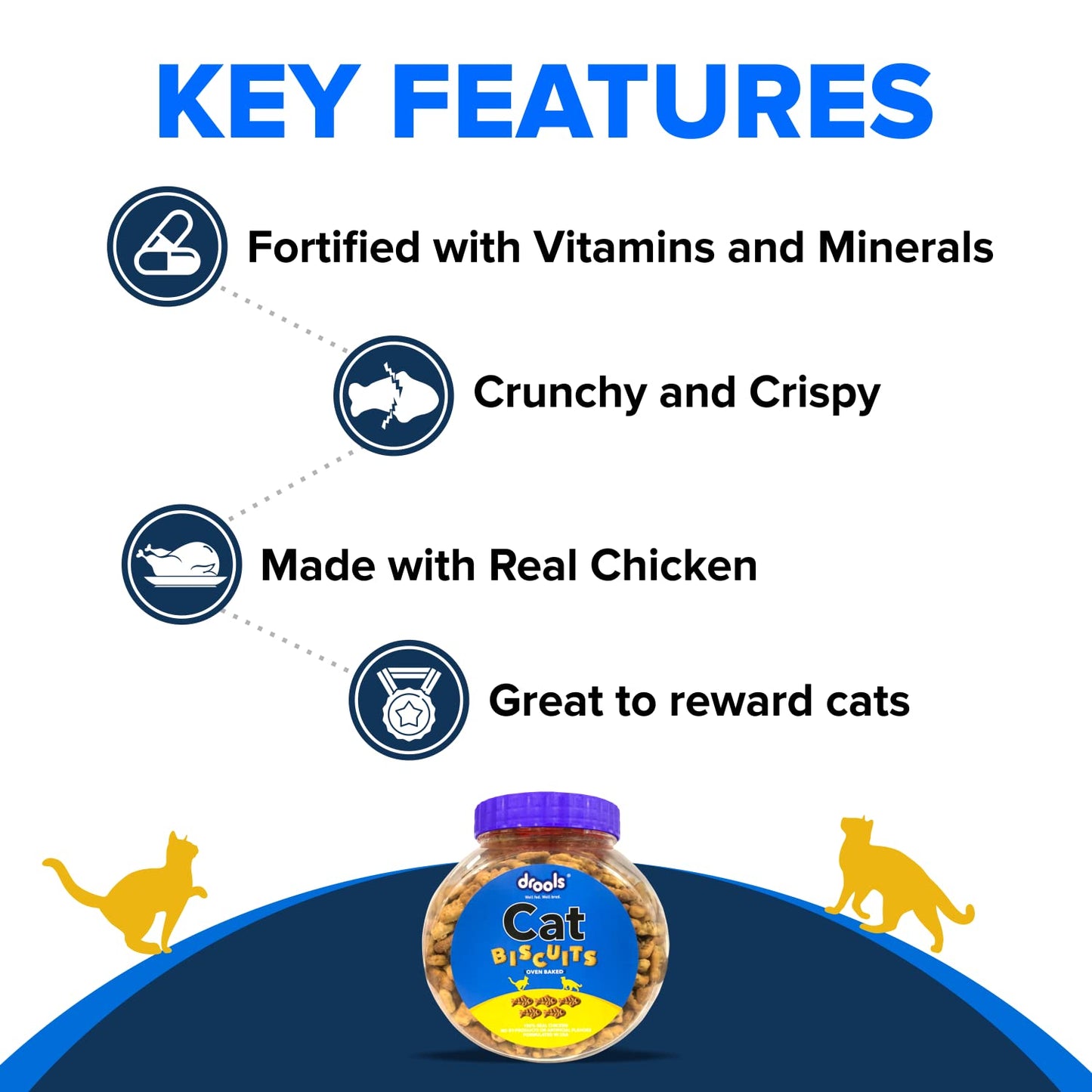 Drools Cat Treat Biscuits Real Chicken Flavor Jar
