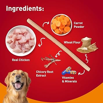 Drools Carrot Flavour Chicken Sticks Treat for Dogs