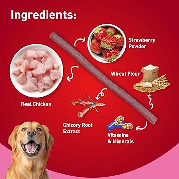 Drools Strawberry Flavour Chicken Sticks Treat for Dogs