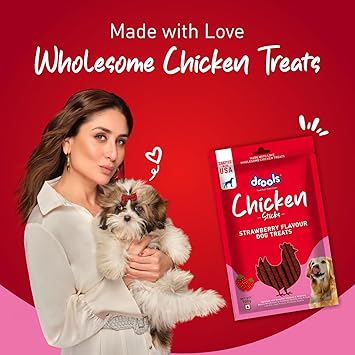 Drools Strawberry Flavour Chicken Sticks Treat for Dogs
