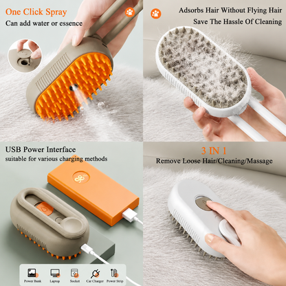3-in-1 Steam Grooming Brush