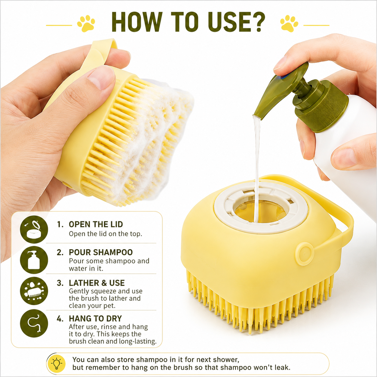 Pet Shampoo & Bath Brush
