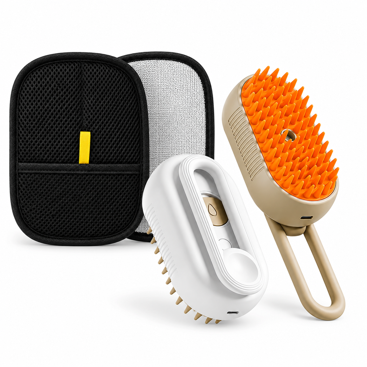 Pet Groom Combo : Steam Brush + Hair Remover Glove