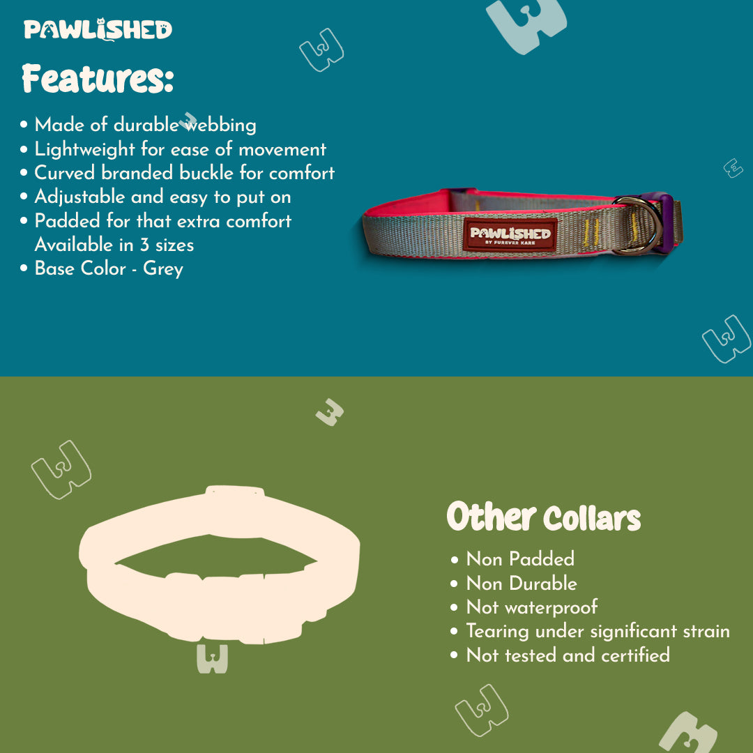 PAWLISHED Pup Straps - Grey Mist Padded Collars