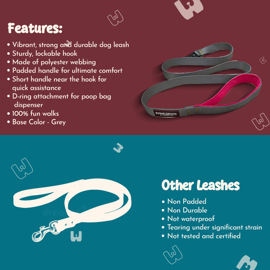PAWLISHED Grips - Grey Mist Padded Leashes