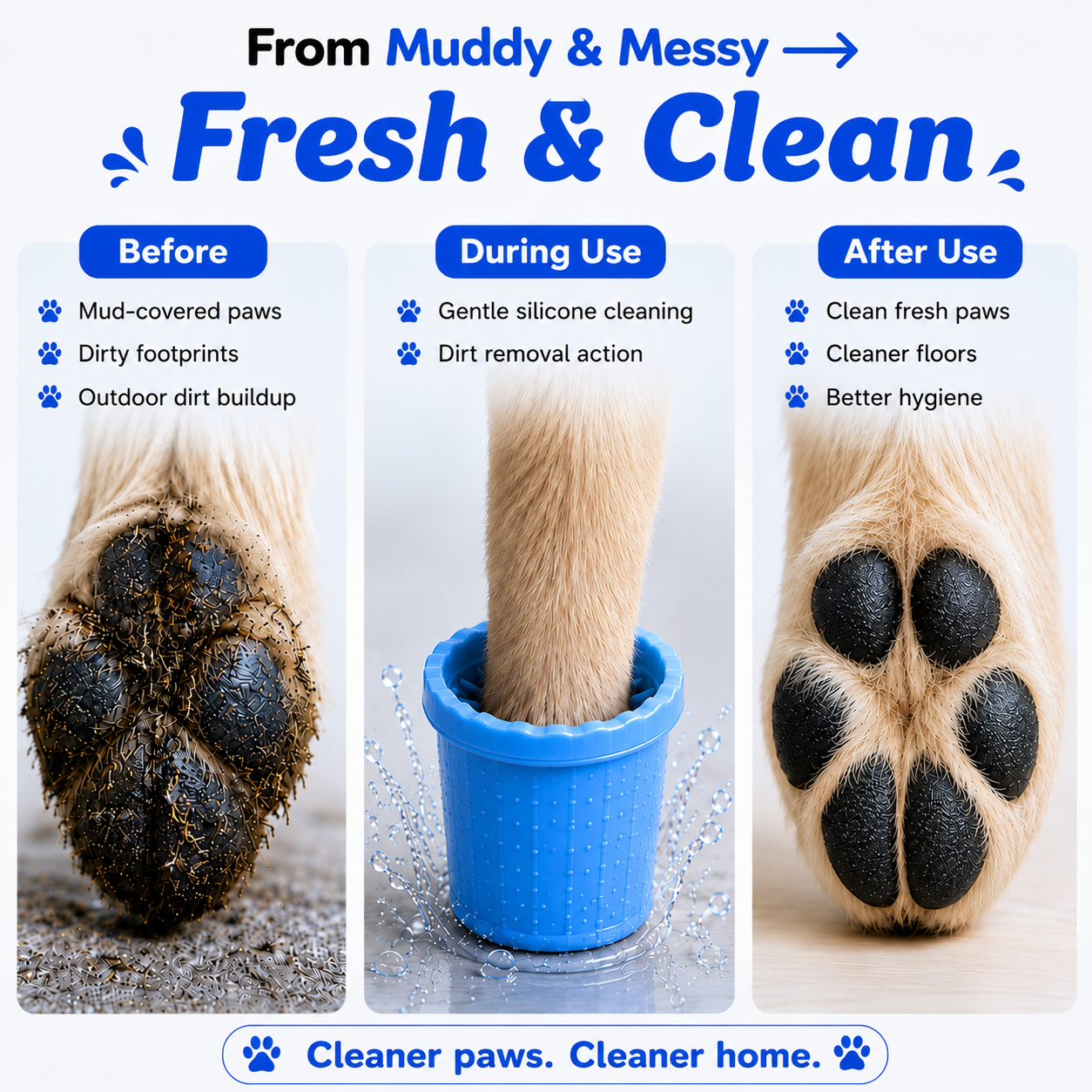 Pet Paw Cleaner with Soft Silicone Bristles